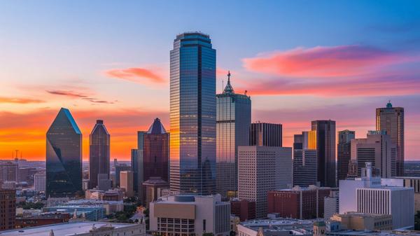 The Colony Texas skyline and downtown buildings